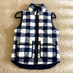 J.Crew navy and ivory buffalo check vest-Size XS